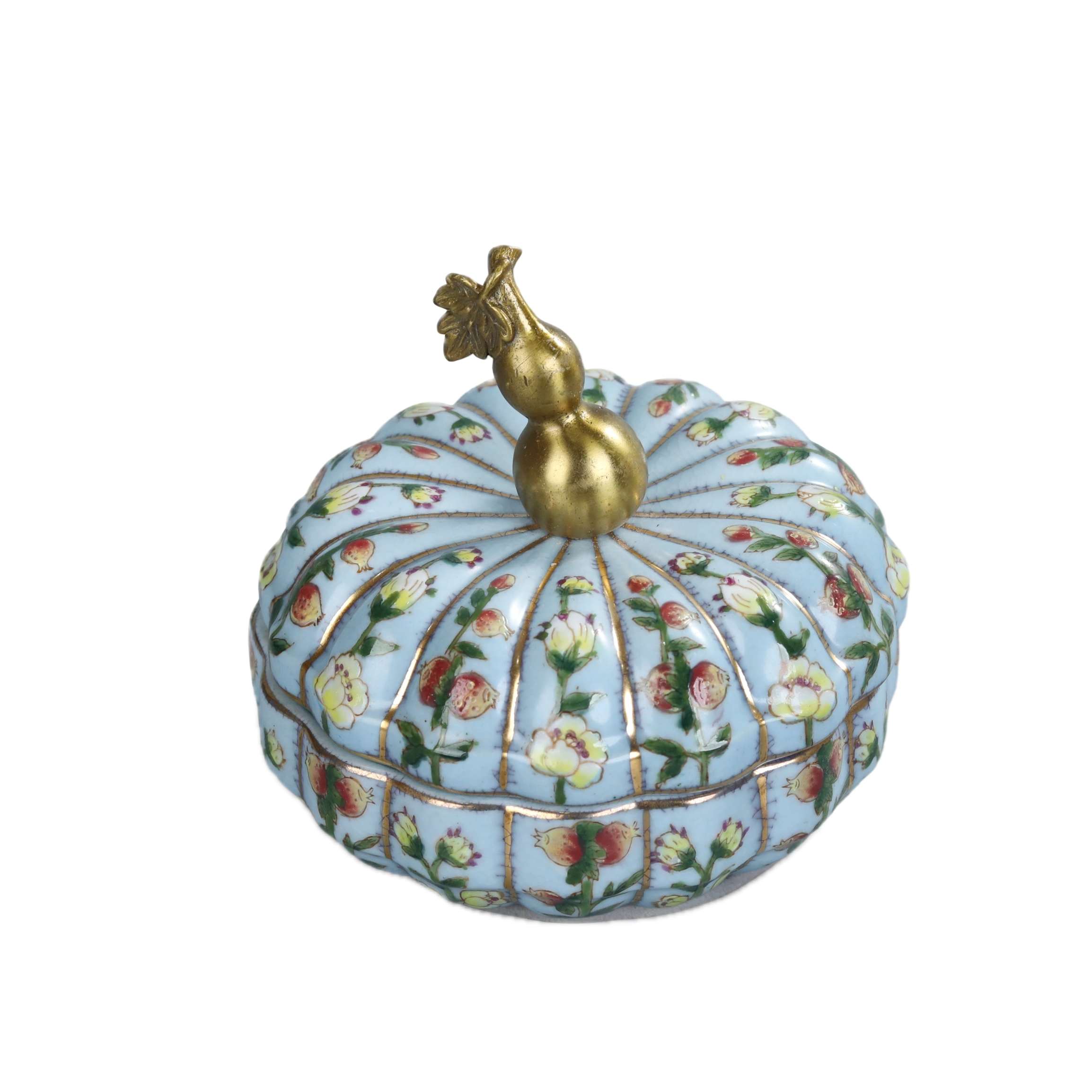 Enamel gourd-shaped lidded box