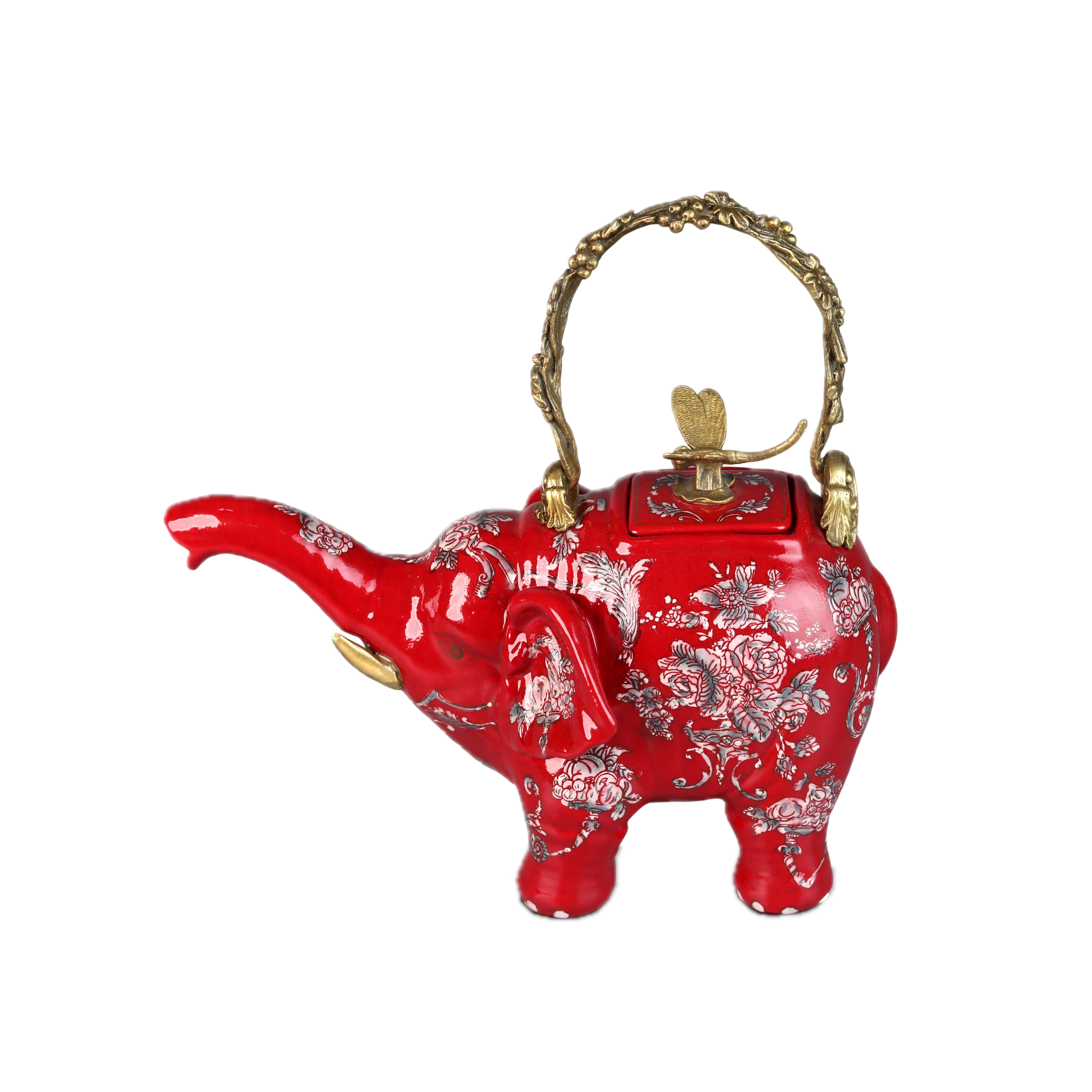 Little elephant carrying a pot